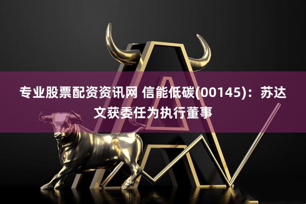 专业股票配资资讯网 信能低碳(00145)：苏达文获委任为执行董事