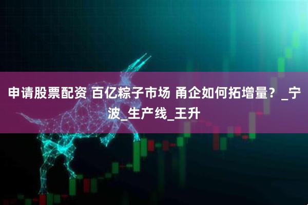 申请股票配资 百亿粽子市场 甬企如何拓增量？_宁波_生产线_王升